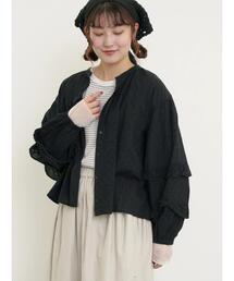 Samansa Mos2 | 袖フリルスタンドネックブラウス(シャツ/ブラウス)