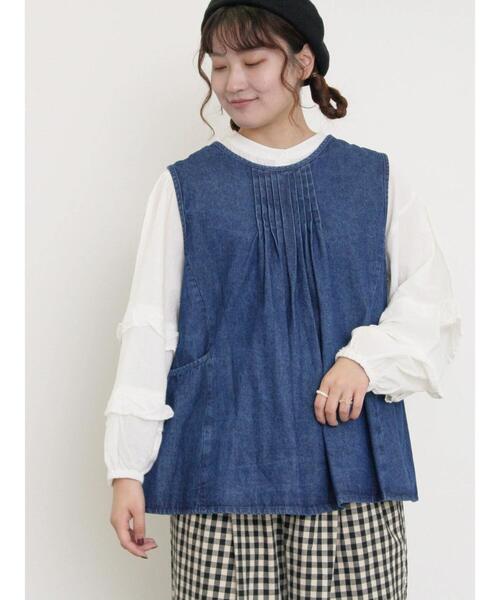 Samansa Mos2(サマンサ モスモス)の「袖フリルスタンドネックブラウス(シャツ/ブラウス・レディース・キナリ/オフホワイト/ブラック・F)」の6枚目の写真