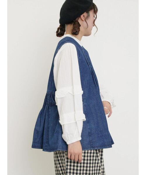 Samansa Mos2(サマンサ モスモス)の「袖フリルスタンドネックブラウス(シャツ/ブラウス・レディース・キナリ/オフホワイト/ブラック・F)」の8枚目の写真