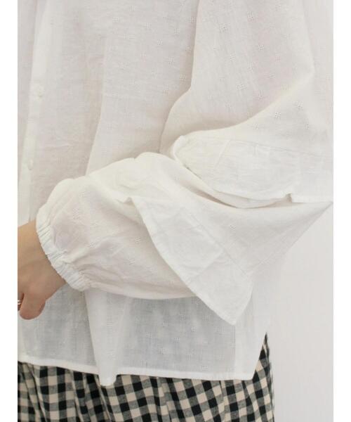 Samansa Mos2(サマンサ モスモス)の「袖フリルスタンドネックブラウス(シャツ/ブラウス・レディース・キナリ/オフホワイト/ブラック・F)」の15枚目の写真