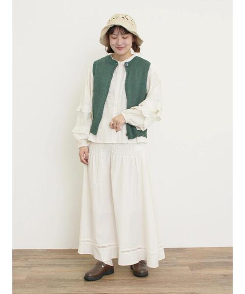 Samansa Mos2(サマンサ モスモス)の「袖フリルスタンドネックブラウス(シャツ/ブラウス・レディース・キナリ/オフホワイト/ブラック・F)」の17枚目の写真