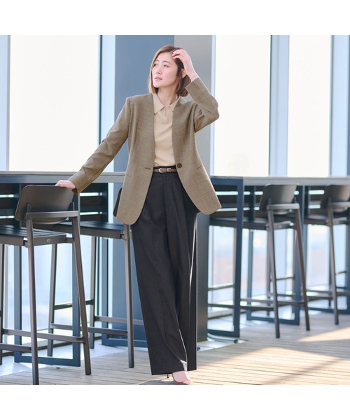 AOYAMA(アオヤマ)の「【接触冷感・UVカット】自宅で洗える!きれいめニットポロ/ベージュ/半袖|通勤&オフィス&入卒&セレモニー&オケージョン|(Tシャツ/カットソー・レディース・ライトベージュ・S/M/L/LL)」の10枚目の写真