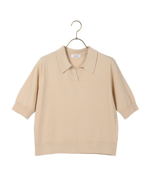 AOYAMA(アオヤマ)の「【接触冷感・UVカット】自宅で洗える!きれいめニットポロ/ベージュ/半袖|通勤&オフィス&入卒&セレモニー&オケージョン|(Tシャツ/カットソー・レディース・ライトベージュ・S/M/L/LL)」の11枚目の写真