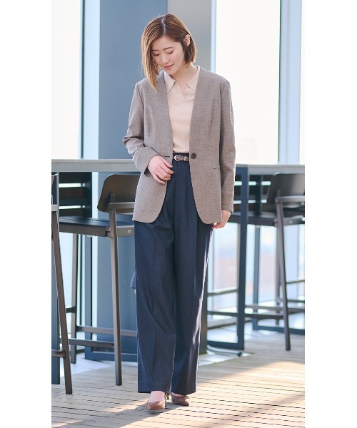 AOYAMA(アオヤマ)の「【接触冷感・UVカット】自宅で洗える!きれいめニットポロ/ベージュ/半袖|通勤&オフィス&入卒&セレモニー&オケージョン|(Tシャツ/カットソー・レディース・ライトベージュ・S/M/L/LL)」の8枚目の写真