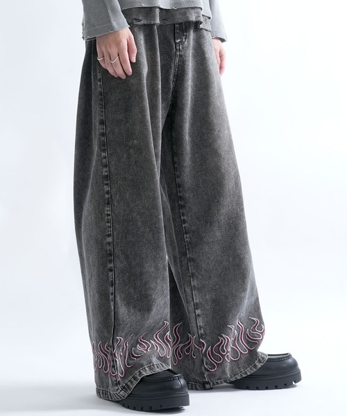 セール】wide curved denim pants/ワイド カーブ デニムパンツ