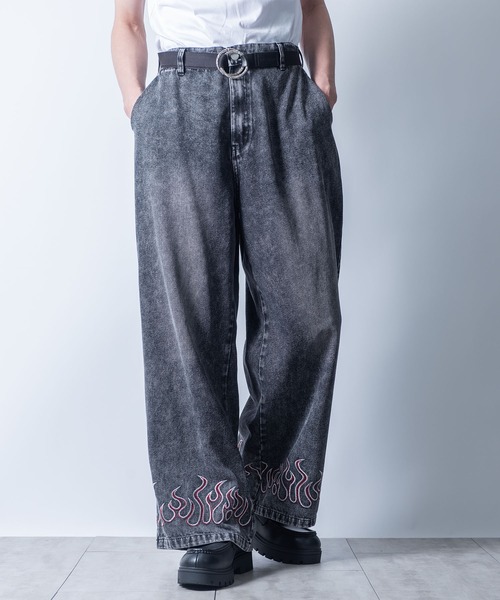 セール】wide curved denim pants/ワイド カーブ デニムパンツ