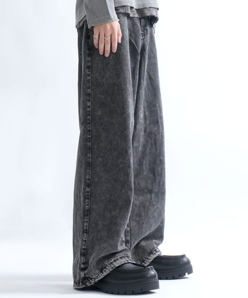 セール】wide curved denim pants/ワイド カーブ デニムパンツ（デニム
