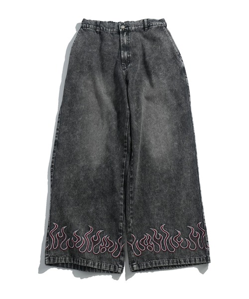 【さちのびる】 セール】wide curved denim pants/ワイド カーブ デニムパンツ（デニム