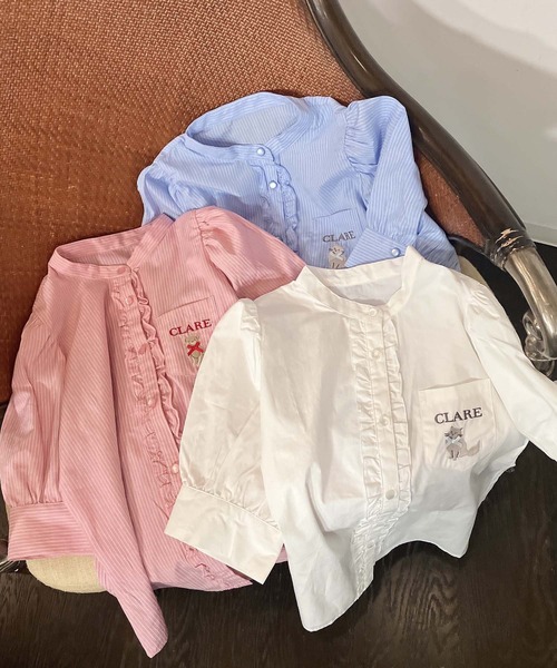 AS KNOW AS plus（アズノゥアズプラス）の「●アニマル刺繍 5分袖パフスリーブブラウス（ネコ、クマ）（シャツ/ブラウス・レディース・サックスブルー系/オフホワイト/ピンク系・FREE）」の21枚目の写真