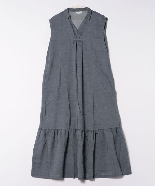 KID BLUE(キッドブルー)の「キッドブルー -25シャンブレーデニム -フレンチスリーブワンピース -KOBR344 -kidblue(ワンピース・レディース・ネイビー/オフホワイト・M)」の2枚目の写真