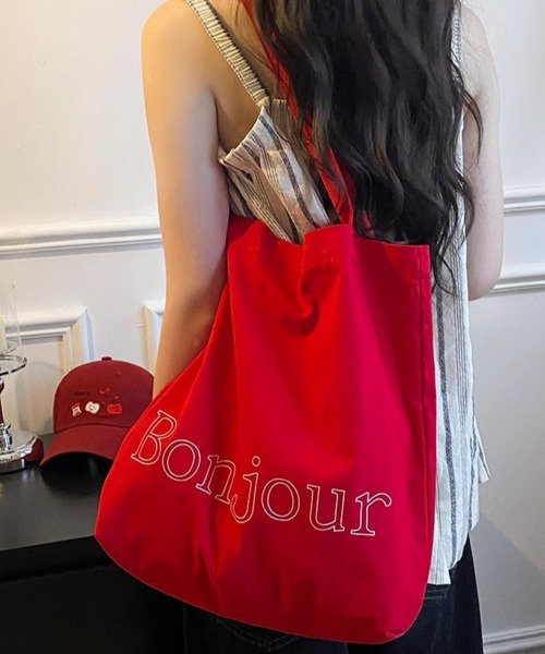 Vipoa(ヴィポア)の「Bonjour logo tote(トートバッグ・レディース・レッド/ピンク/ホワイト/イエロー・FREE)」の4枚目の写真