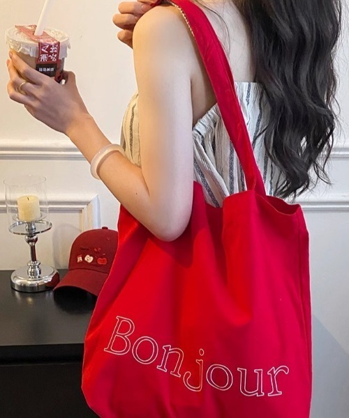 Vipoa(ヴィポア)の「Bonjour logo tote(トートバッグ・レディース・レッド/ピンク/ホワイト/イエロー・FREE)」の7枚目の写真