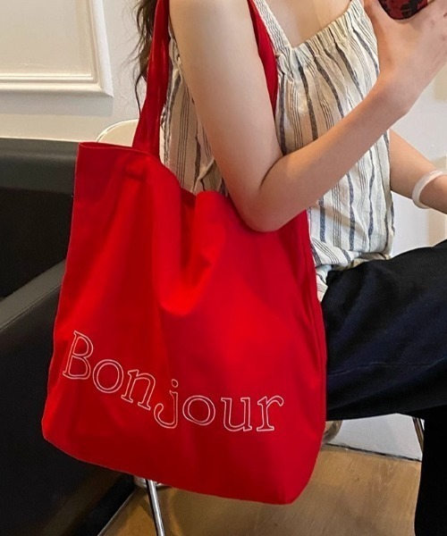 Vipoa(ヴィポア)の「Bonjour logo tote(トートバッグ・レディース・レッド/ピンク/ホワイト/イエロー・FREE)」の8枚目の写真