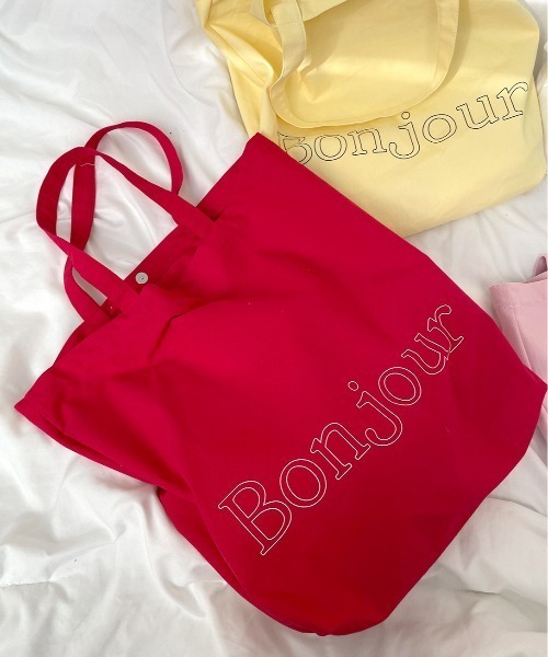 Vipoa(ヴィポア)の「Bonjour logo tote(トートバッグ・レディース・レッド/ピンク/ホワイト/イエロー・FREE)」の10枚目の写真