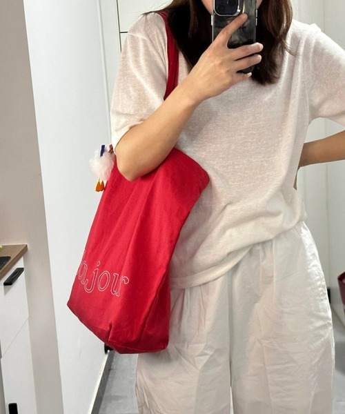 Vipoa(ヴィポア)の「Bonjour logo tote(トートバッグ・レディース・レッド/ピンク/ホワイト/イエロー・FREE)」の13枚目の写真