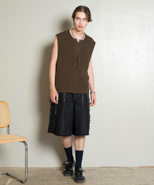 Forte（フォルテ）（フォルテ）の「West Side Modern Summer Mesh Vest/ウエストサイドモダンサマーメッシュベスト/ローゲージ/洗える（タンクトップ・メンズ・ブラウン/ブラック・LARGE/MEDIUM）」の20枚目の写真