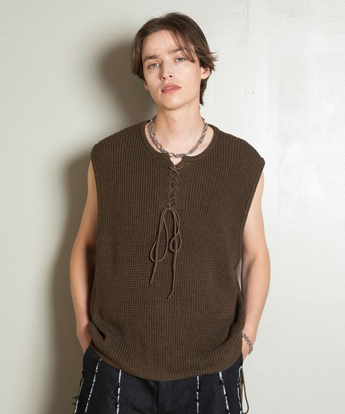 Forte（フォルテ）（フォルテ）の「West Side Modern Summer Mesh Vest/ウエストサイドモダンサマーメッシュベスト/ローゲージ/洗える（タンクトップ・メンズ・ブラウン/ブラック・LARGE/MEDIUM）」の19枚目の写真