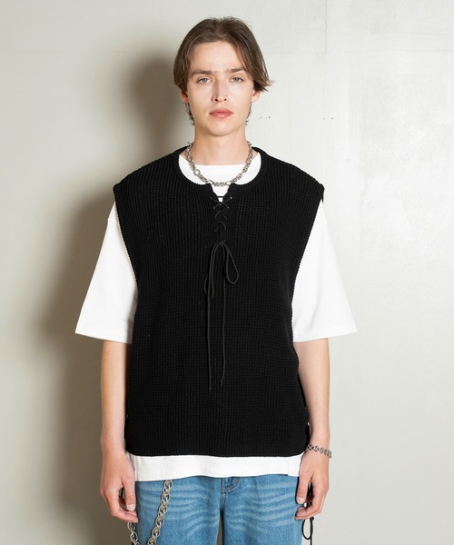 Forte（フォルテ）（フォルテ）の「West Side Modern Summer Mesh Vest/ウエストサイドモダンサマーメッシュベスト/ローゲージ/洗える（タンクトップ・メンズ・ブラウン/ブラック・LARGE/MEDIUM）」の13枚目の写真