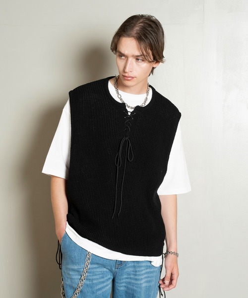 Forte（フォルテ）（フォルテ）の「West Side Modern Summer Mesh Vest/ウエストサイドモダンサマーメッシュベスト/ローゲージ/洗える（タンクトップ・メンズ・ブラウン/ブラック・LARGE/MEDIUM）」の3枚目の写真