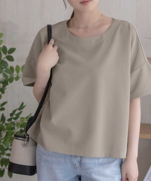 NAVY(ネイビー)の「NAVY SARARI ミニワッフルスリットプルオーバー(Tシャツ/カットソー・レディース・グレー/ベージュ/ブラック・M/L)」の1枚目の写真