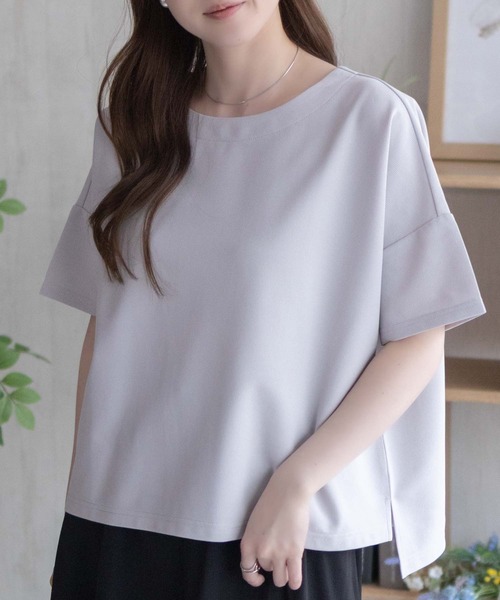 NAVY(ネイビー)の「NAVY SARARI ミニワッフルスリットプルオーバー(Tシャツ/カットソー・レディース・グレー/ベージュ/ブラック・M/L)」の3枚目の写真