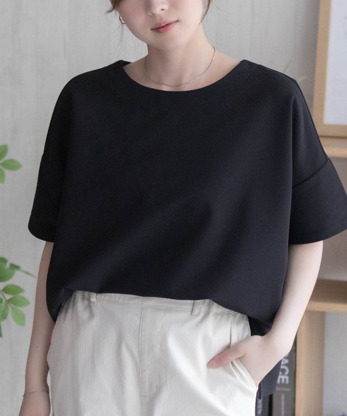 NAVY(ネイビー)の「NAVY SARARI ミニワッフルスリットプルオーバー(Tシャツ/カットソー・レディース・グレー/ベージュ/ブラック・M/L)」の4枚目の写真