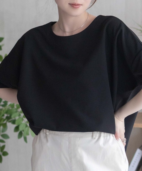 NAVY(ネイビー)の「NAVY SARARI ミニワッフルスリットプルオーバー(Tシャツ/カットソー・レディース・グレー/ベージュ/ブラック・M/L)」の5枚目の写真