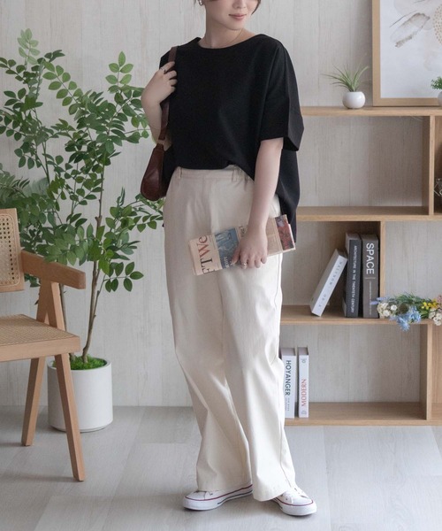 NAVY(ネイビー)の「NAVY SARARI ミニワッフルスリットプルオーバー(Tシャツ/カットソー・レディース・グレー/ベージュ/ブラック・M/L)」の8枚目の写真