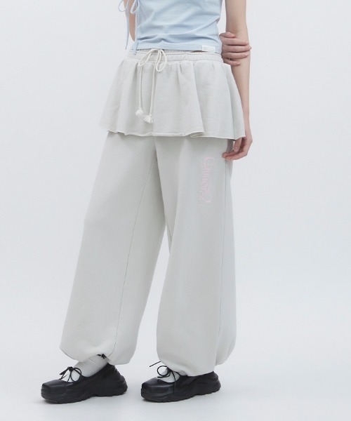セール】【TUOMIO】DOUBLE WAIST SKIRT SWEATPANTS（スウェット