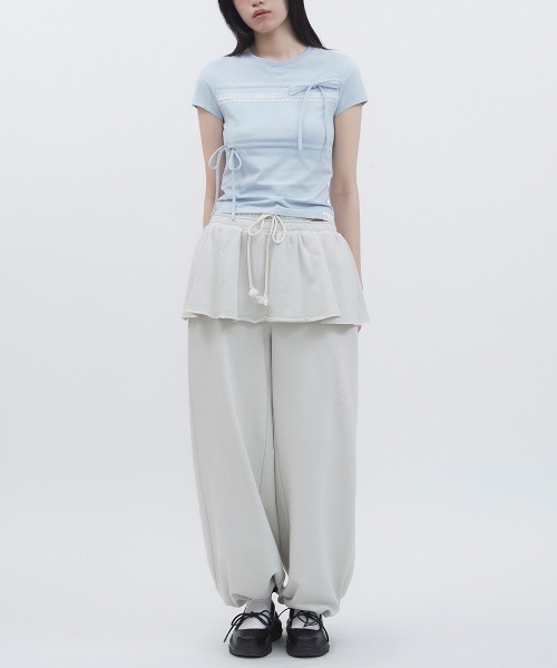 【TUOMIO】DOUBLE WAIST SKIRT SWEATPANTS ★韓国人気★追跡付 セール】【TUOMIO】DOUBLE WAIST SKIRT SWEATPANTS（スウェット