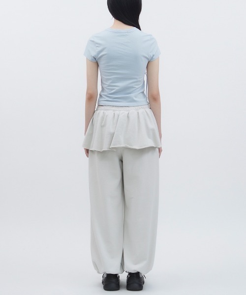 【TUOMIO】STRAPPY SKIRT PANTS ★韓国人気★ 追跡付 セール】【TUOMIO】DOUBLE WAIST SKIRT SWEATPANTS（スウェット