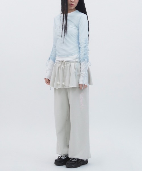 セール】【TUOMIO】DOUBLE WAIST SKIRT SWEATPANTS（スウェット