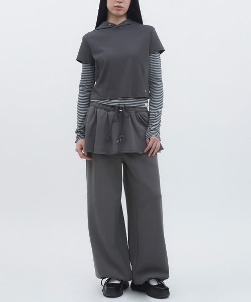 セール】【TUOMIO】DOUBLE WAIST SKIRT SWEATPANTS（スウェット