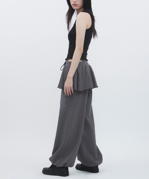 【TUOMIO】DOUBLE WAIST SKIRT SWEATPANTS ★韓国人気★追跡付 セール】【TUOMIO】DOUBLE WAIST SKIRT SWEATPANTS（スウェット