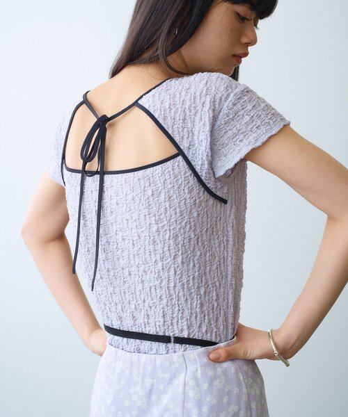 CODE A(コードエー)の「femi cut pullover(Tシャツ/カットソー・レディース・オフホワイト/ブラック/サックスブルー/パープル・00)」の4枚目の写真