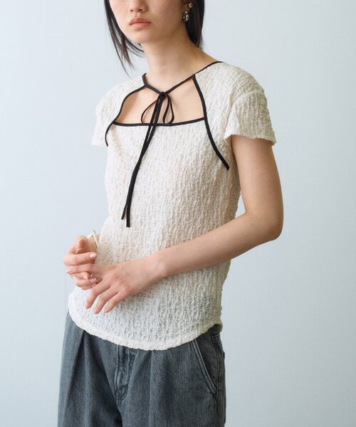 CODE A(コードエー)の「femi cut pullover(Tシャツ/カットソー・レディース・オフホワイト/ブラック/サックスブルー/パープル・00)」の5枚目の写真