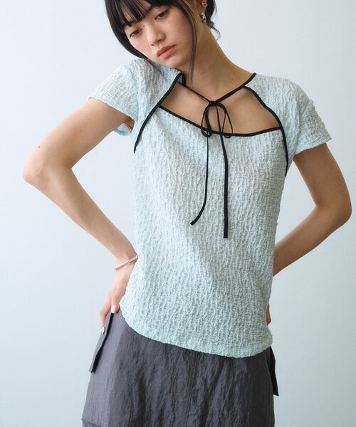 CODE A(コードエー)の「femi cut pullover(Tシャツ/カットソー・レディース・オフホワイト/ブラック/サックスブルー/パープル・00)」の9枚目の写真