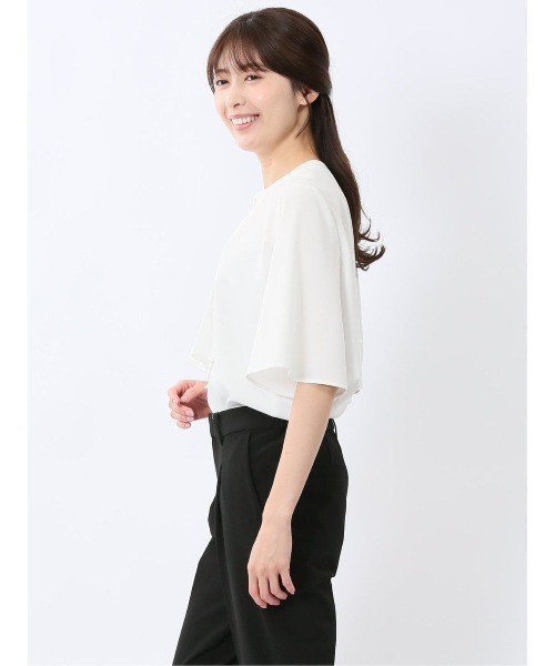 m.f.editorial(エムエフエディトリアル)の「【ストレッチ】m.f.エディトリアル レディース 金具付き ボウタイ風 半袖 プルオーバー ブラウス(シャツ/ブラウス・レディース・ホワイト/ネイビー/ブルー・MEDIUM/LARGE)」の17枚目の写真