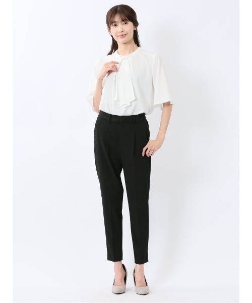 m.f.editorial(エムエフエディトリアル)の「【ストレッチ】m.f.エディトリアル レディース 金具付き ボウタイ風 半袖 プルオーバー ブラウス(シャツ/ブラウス・レディース・ホワイト/ネイビー/ブルー・MEDIUM/LARGE)」の14枚目の写真