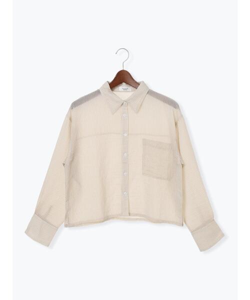 Te chichi TERRASSE（テチチテラス）の「ストライプクロップドシアーシャツ（シャツ/ブラウス・レディース・サックスブルー/オフホワイト/オレンジ/ベージュ・F）」の11枚目の写真