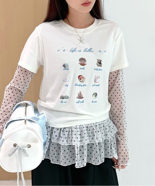 SHEENA(シーナ)の「裾フリルドットシアートップス(Tシャツ/カットソー・レディース・ブラック/ホワイト・M)」の19枚目の写真