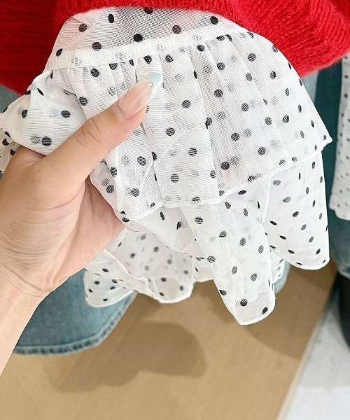 SHEENA(シーナ)の「裾フリルドットシアートップス(Tシャツ/カットソー・レディース・ブラック/ホワイト・M)」の5枚目の写真