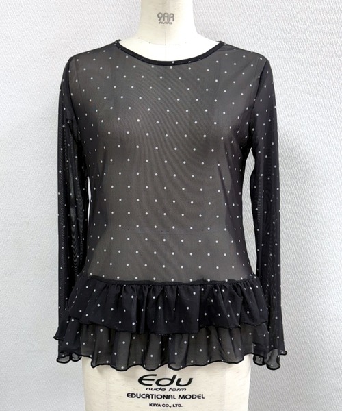 SHEENA(シーナ)の「裾フリルドットシアートップス(Tシャツ/カットソー・レディース・ブラック/ホワイト・M)」の8枚目の写真