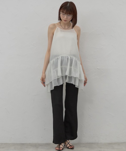 【新品】fitmore オーガンジーフリルレイヤードスウェット ホワイト オーガンジーフリルレイヤードスウェット【宅配便】 | Fit more