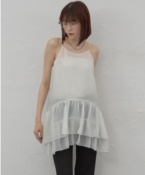 美品 M TO R ムートアール　オーガンジーレイヤードトップス　フリル　キャミ M TO R(ムウ ト アール) / ORGANDY LAYERED TOPS (トップス