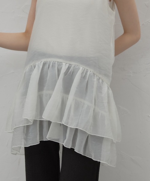 美品 M TO R ムートアール　オーガンジーレイヤードトップス　フリル　キャミ M TO R(ムウ ト アール) / ORGANDY LAYERED TOPS (トップス