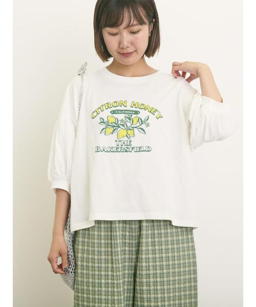 Samansa Mos2（サマンサ モスモス）の「プリントアソートパフスリーブカットソー（Tシャツ/カットソー・レディース・ベージュ/オフホワイト/ブルー/チャコールグレー・F）」の11枚目の写真