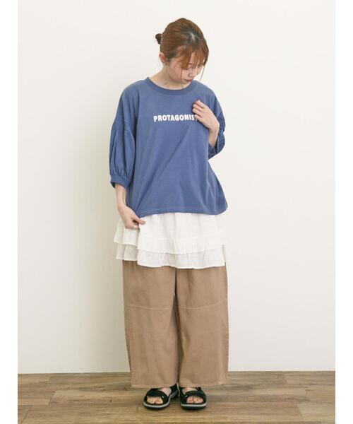 Samansa Mos2（サマンサ モスモス）の「プリントアソートパフスリーブカットソー（Tシャツ/カットソー・レディース・ベージュ/オフホワイト/ブルー/チャコールグレー・F）」の16枚目の写真