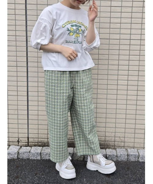 Samansa Mos2（サマンサ モスモス）の「プリントアソートパフスリーブカットソー（Tシャツ/カットソー・レディース・ベージュ/オフホワイト/ブルー/チャコールグレー・F）」の5枚目の写真