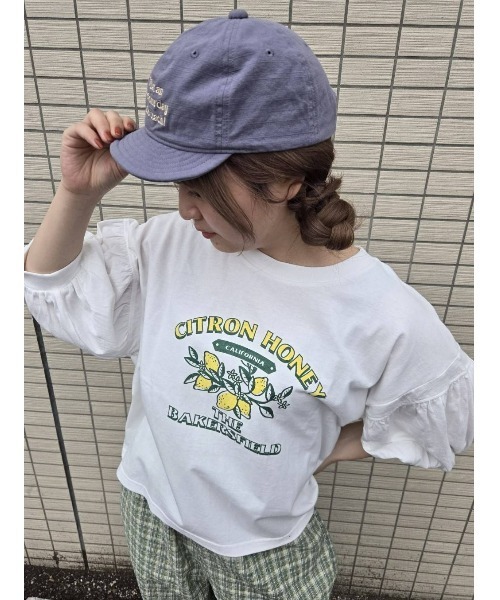 Samansa Mos2（サマンサ モスモス）の「プリントアソートパフスリーブカットソー（Tシャツ/カットソー・レディース・ベージュ/オフホワイト/ブルー/チャコールグレー・F）」の10枚目の写真